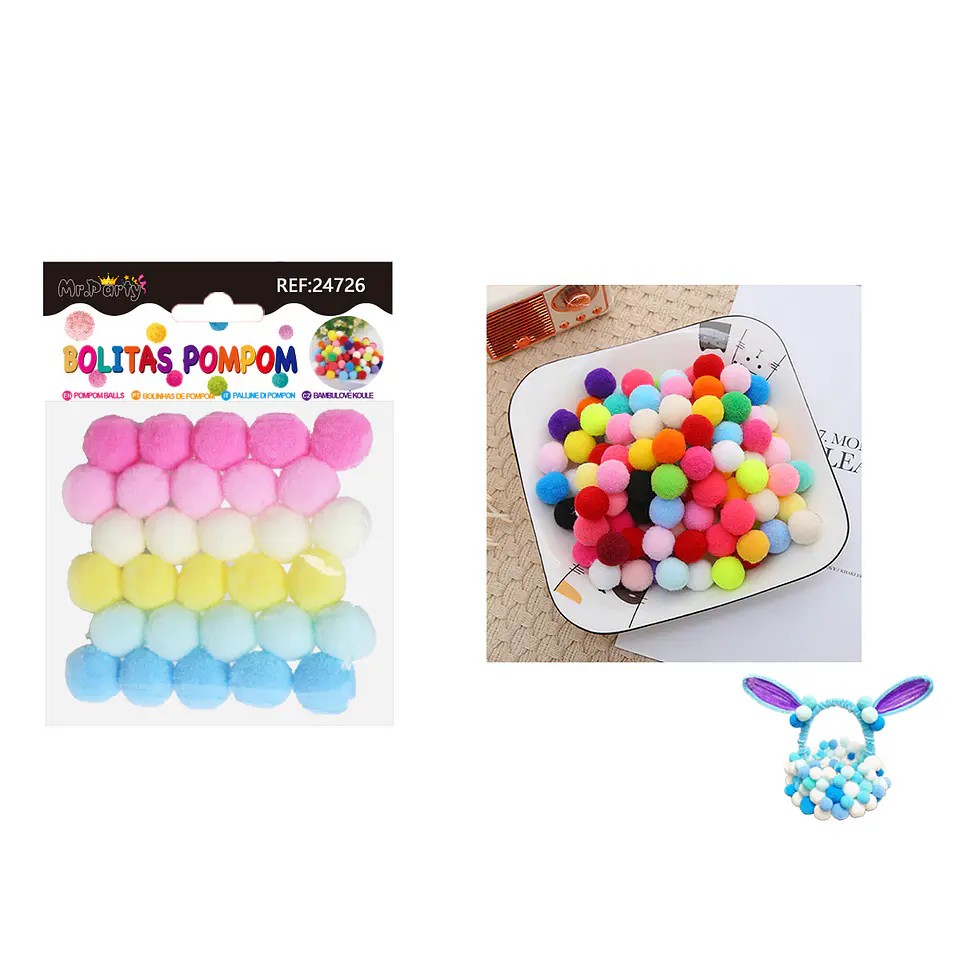 Pompones de poliéster colores macarones 2.0cm 30pcs 1