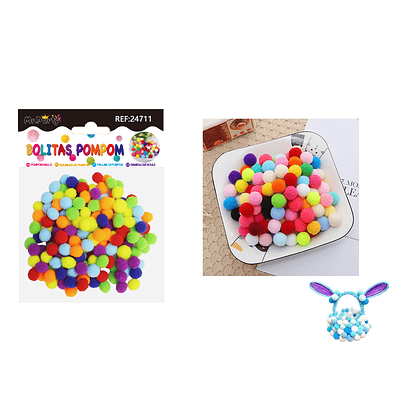 Pompones de poliéster color arcoíris 1.0cm 100pcs