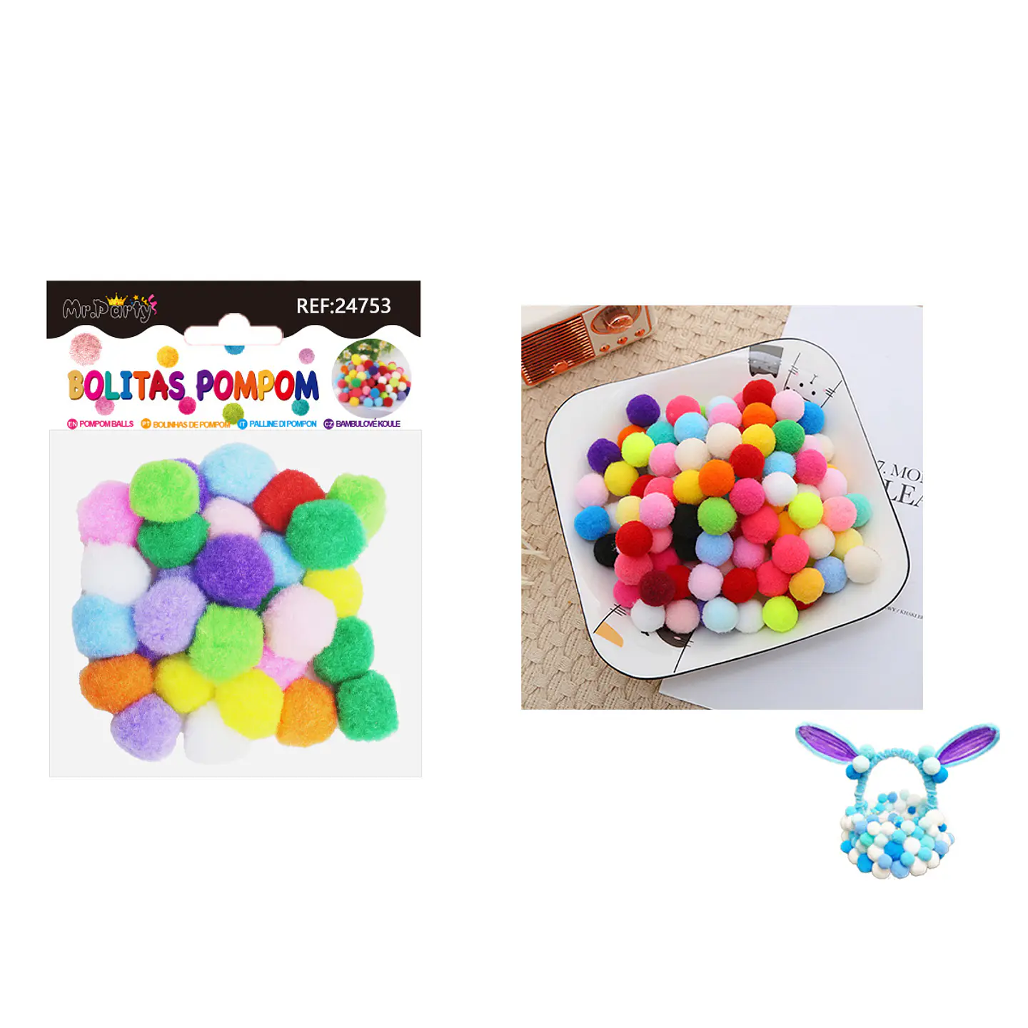 Pompones de poliéster multicolor 3.0cm 30pcs 1