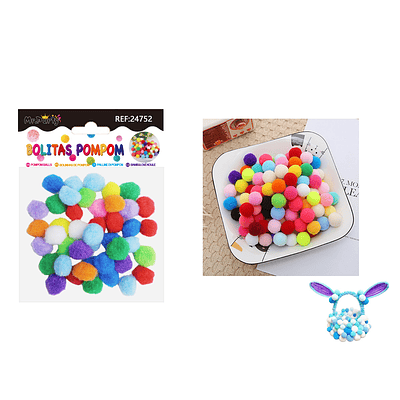Pompones de poliéster multicolor 2.5cm 45pcs