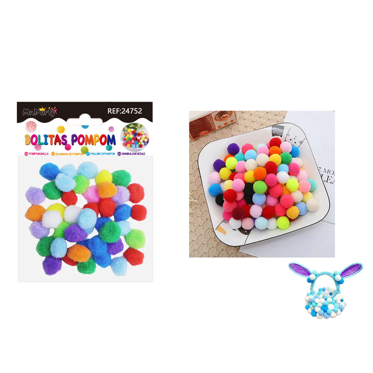 Pompones de poliéster multicolor 2.5cm 45pcs 1