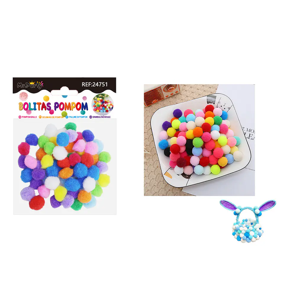 Pompones de poliéster multicolor 2.0cm 60pcs 1