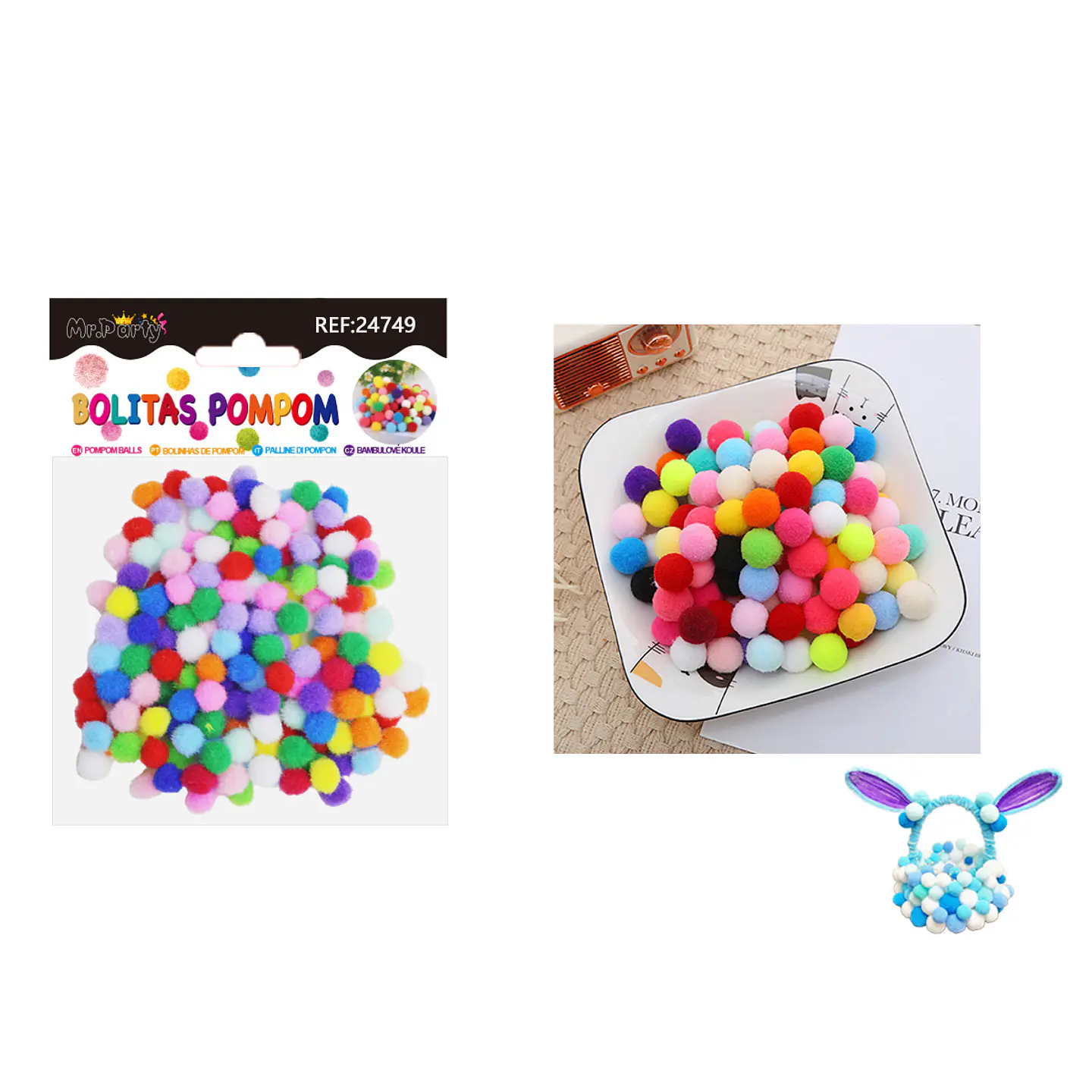 Pompones de poliéster multicolor 1.0cm 200pcs 1
