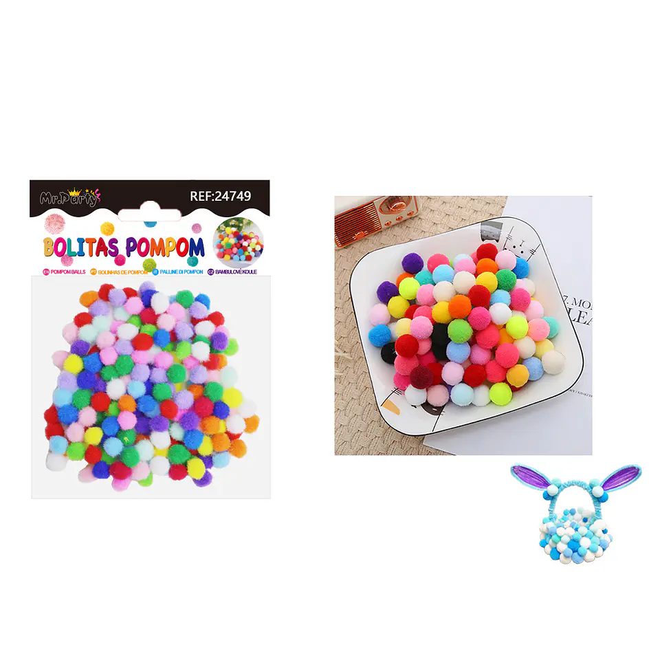 Pompones de poliéster multicolor 1.0cm 200pcs 1
