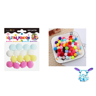 Pompones de poliéster colores macarones degradado 2.5cm 16pcs