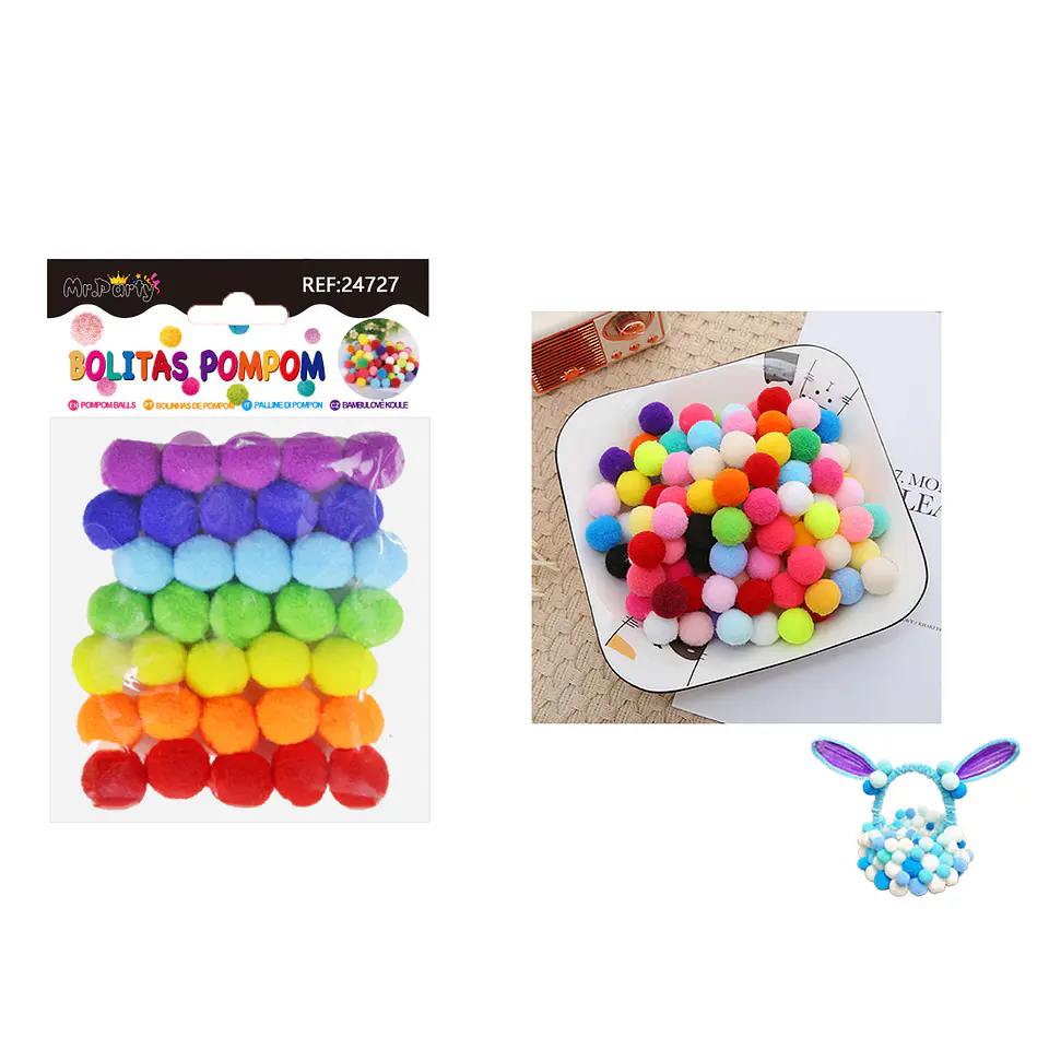 Pompones de poliéster color arcoíris 2.0cm 35pcs 1