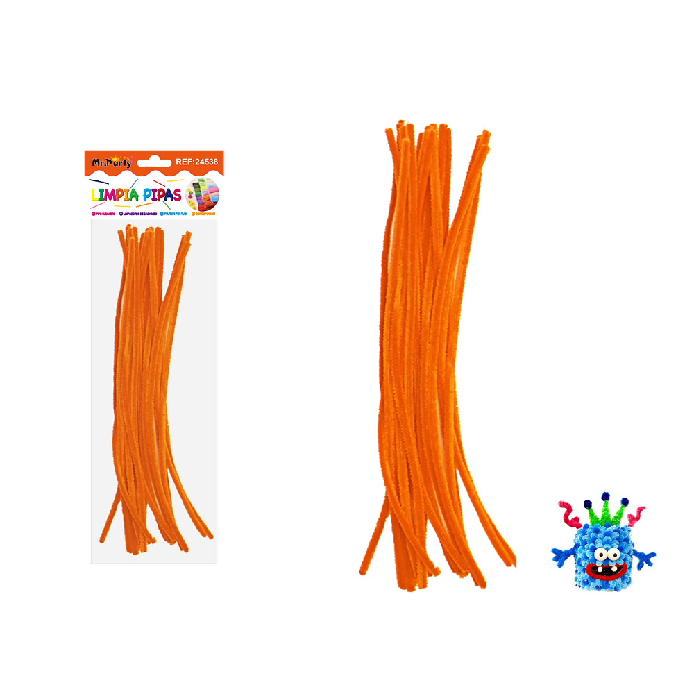 Limpiapipas chenille naranja fluorescente 0.6*30cm 20pcs