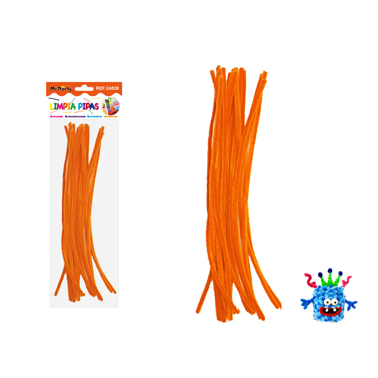 Limpiapipas chenille naranja fluorescente 0.6*30cm 20pcs 1