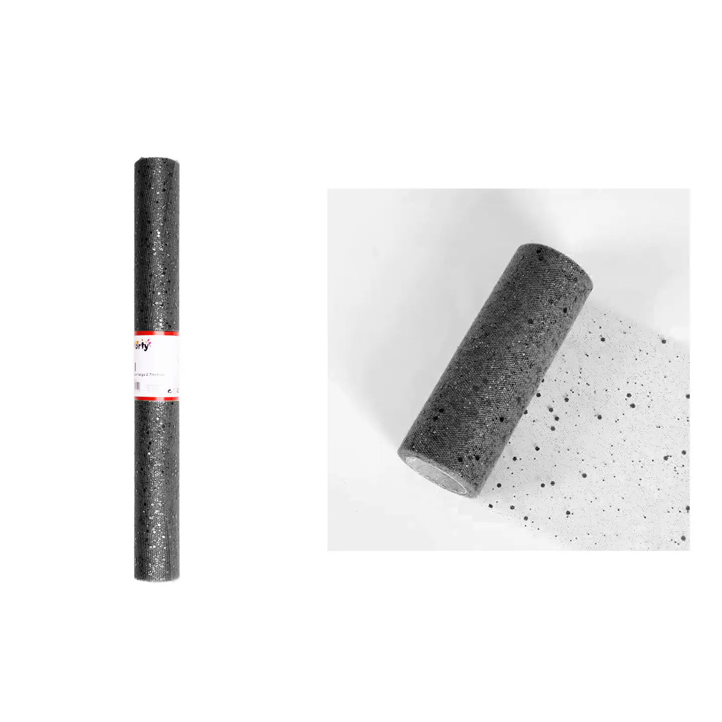 Rollo de tul con lentejuelas negra 48cm*2.7M 1