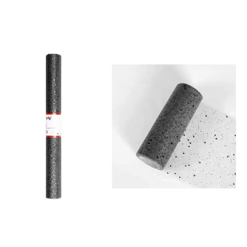 Rollo de tul con lentejuelas negra 48cm*2.7M 1