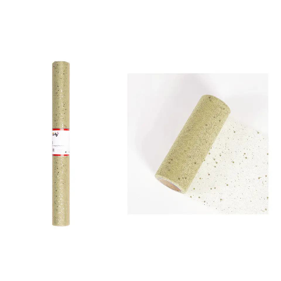 Rollo de tul con lentejuelas beige 48cm*2.7M 1