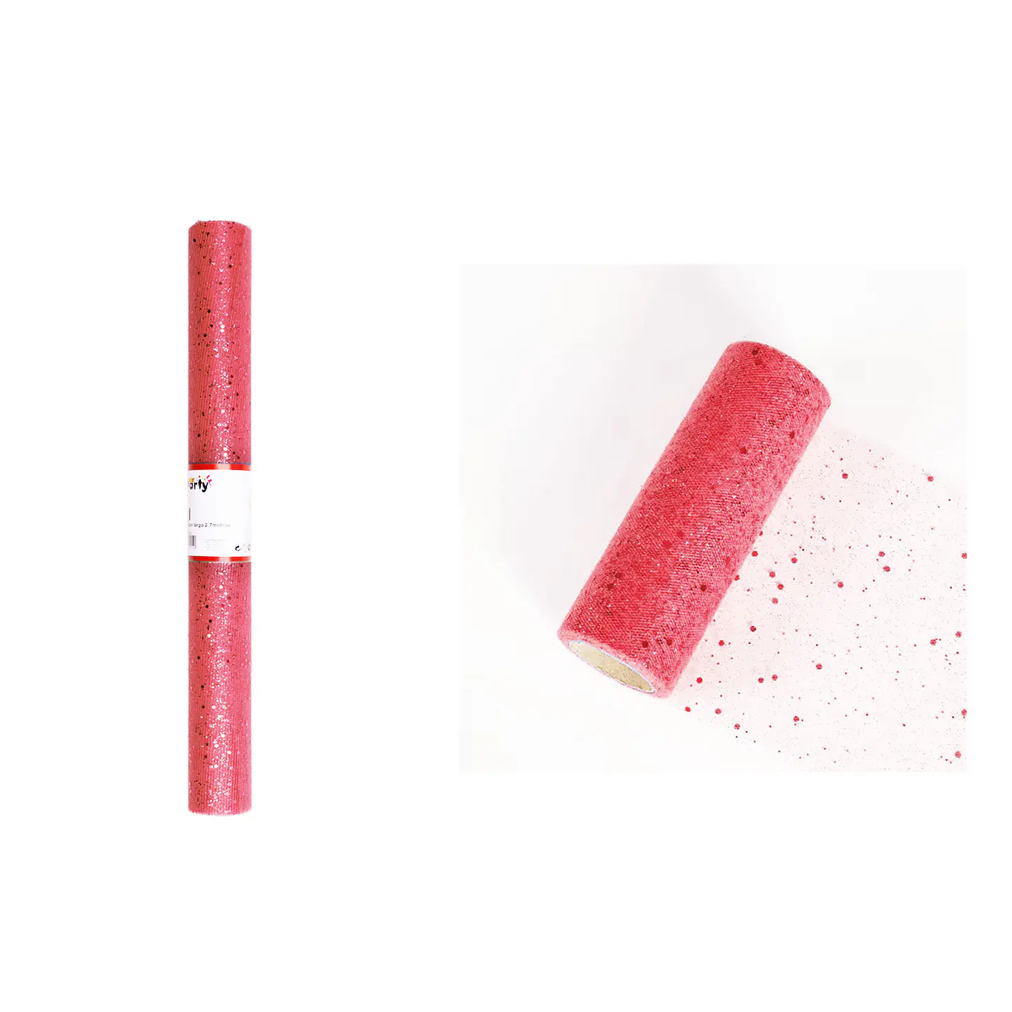 Rollo de tul con lentejuelas rojo 48cm*2.7M 1
