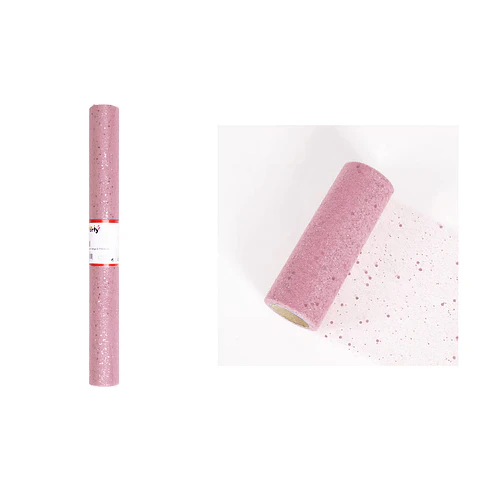 Rollo de tul con lentejuelas rosa 48cm*2.7M
