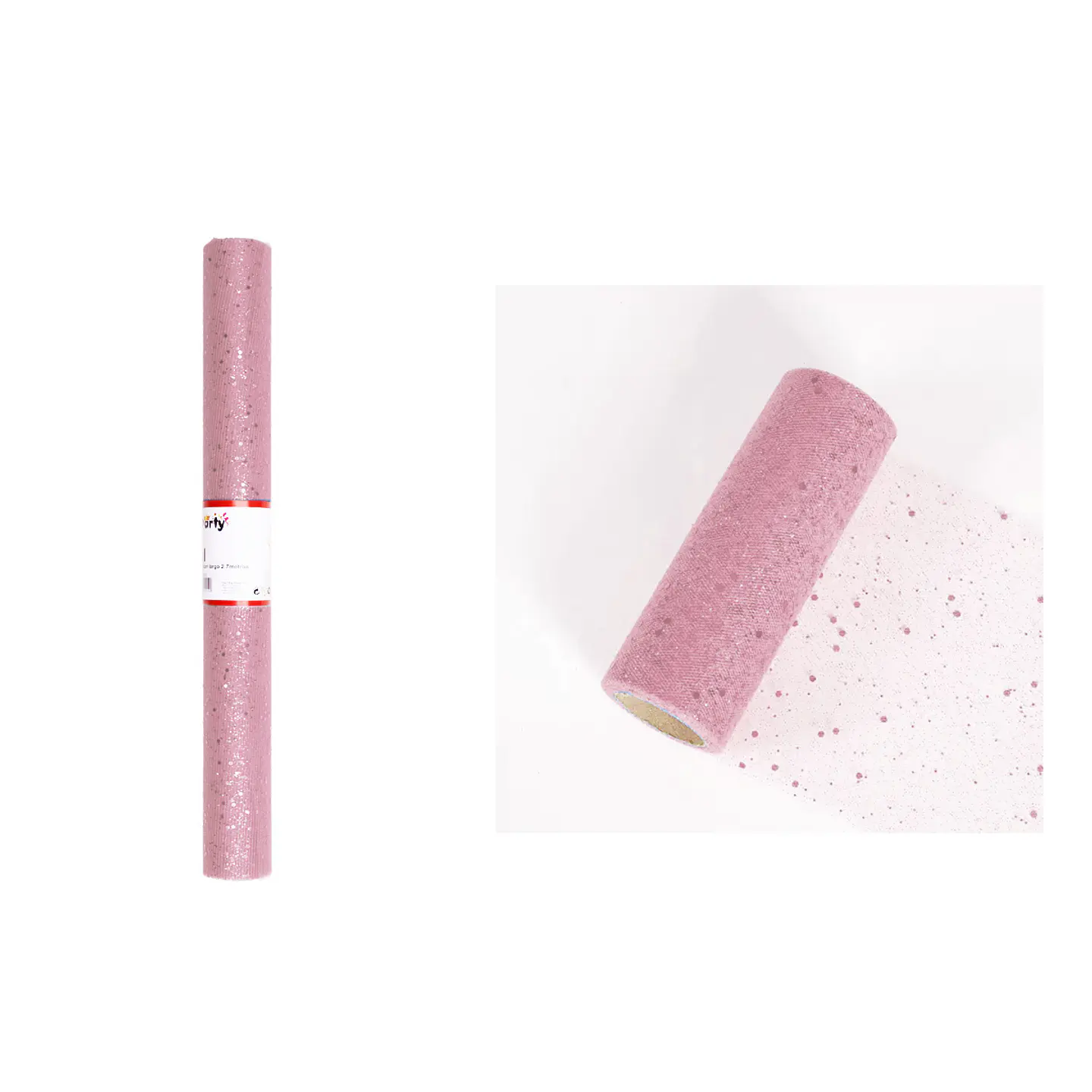 Rollo de tul con lentejuelas rosa 48cm*2.7M 1
