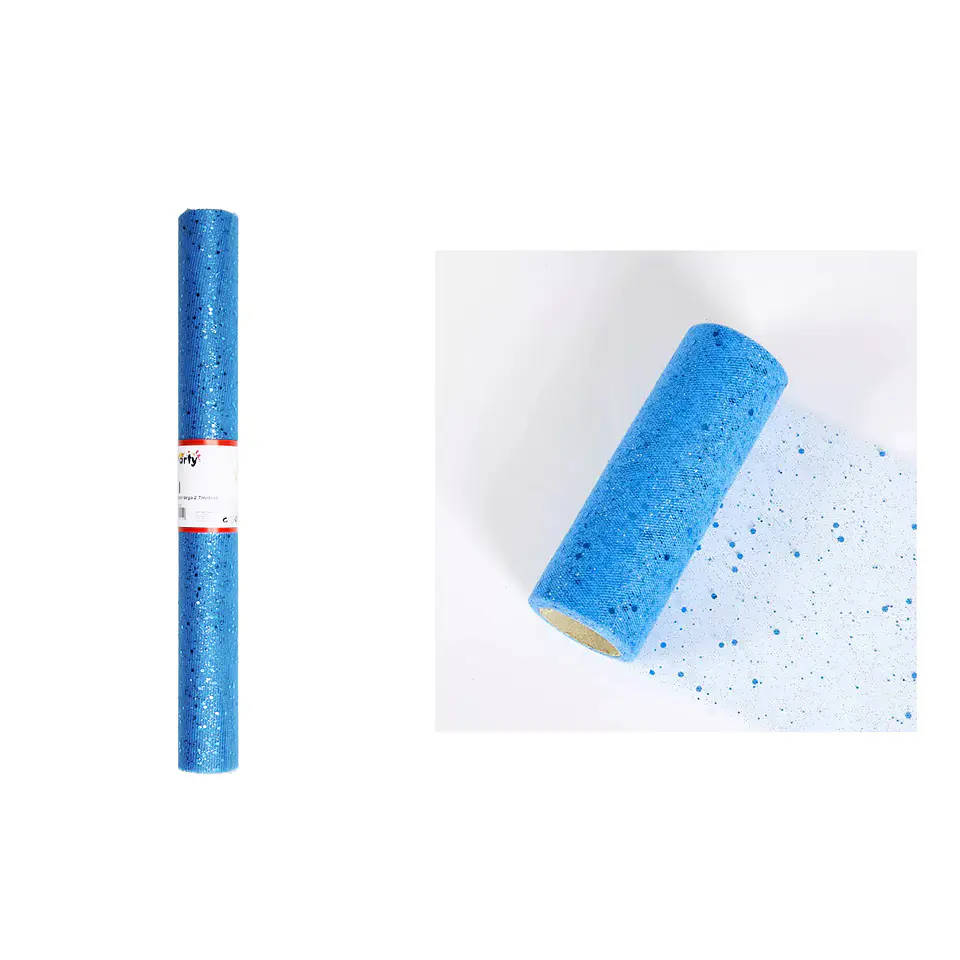 Rollo de tul con lentejuelas azul 48cm*2.7M 1