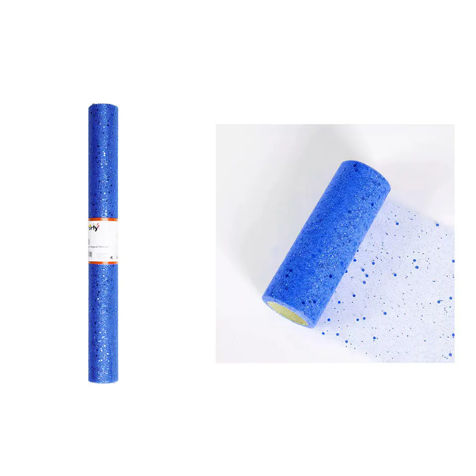 Rollo de tul con lentejuelas azul royal 48cm*2.7M 1