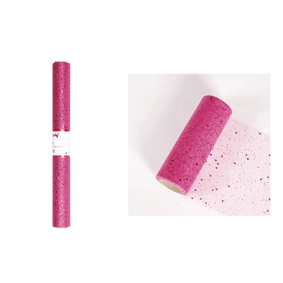 Rollo de tul con lentejuelas fucsia 48cm*2.7M