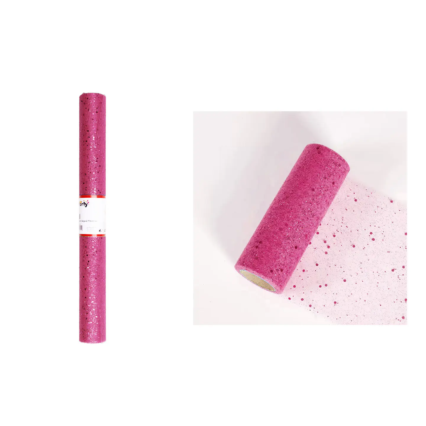 Rollo de tul con lentejuelas fucsia 48cm*2.7M 1