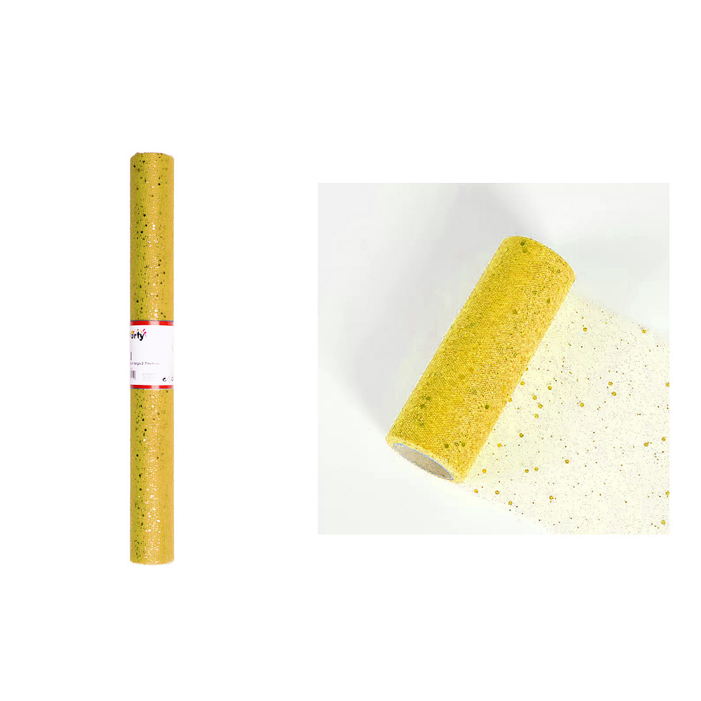 Rollo de tul con lentejuelas dorada 48cm*2.7M