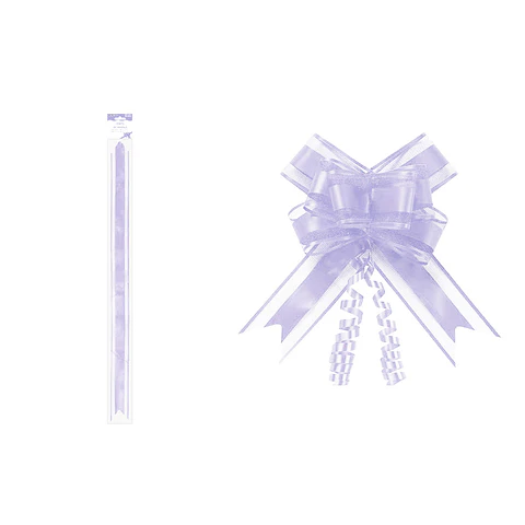Cinta de lazo mágico decorativo organza lila para regalo 3cm 8pcs