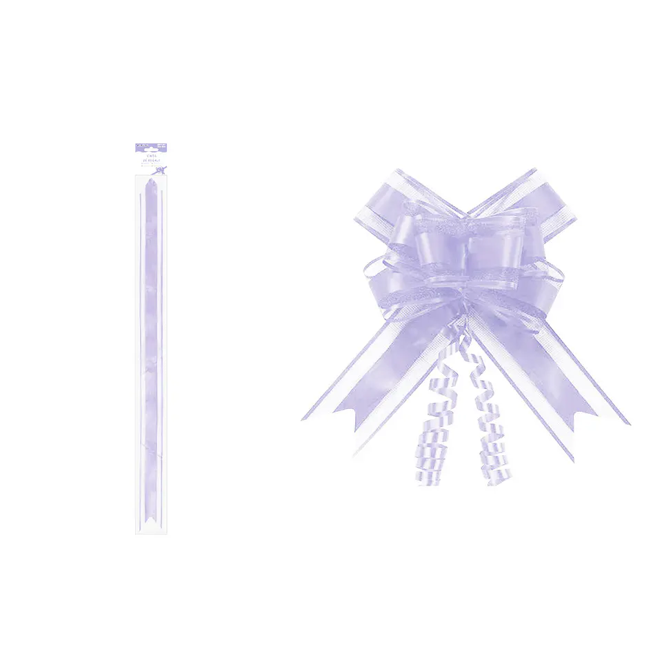Cinta de lazo mágico decorativo organza lila para regalo 3cm 8pcs 1