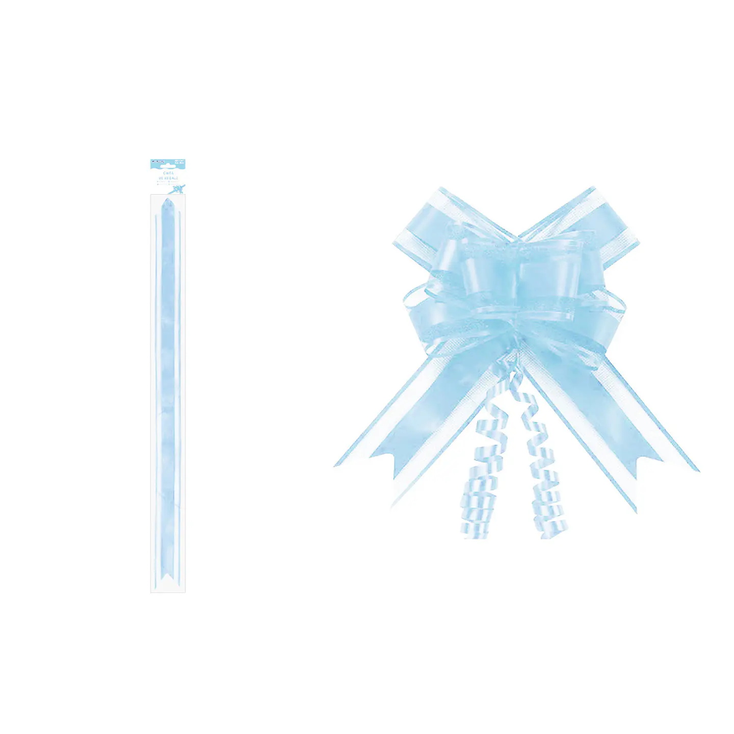 Cinta de lazo mágico decorativo organza azul claro para regalo 3cm 8pcs 1