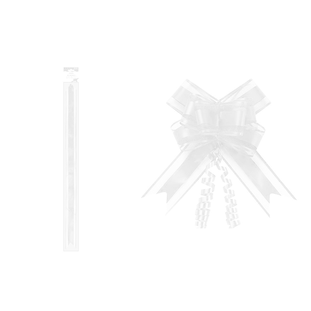 Cinta de lazo mágico decorativo organza blanco para regalo 3cm 8pcs