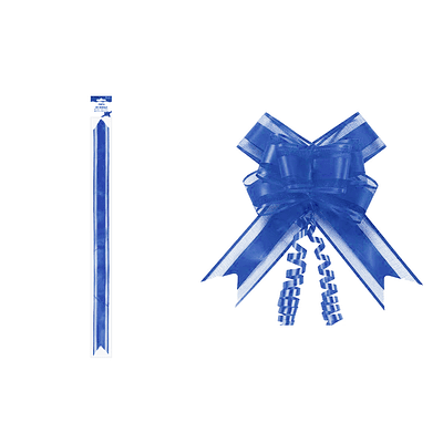 Cinta de lazo mágico decorativo organza con purpurina azul intenso para regalo 3cm 8pcs