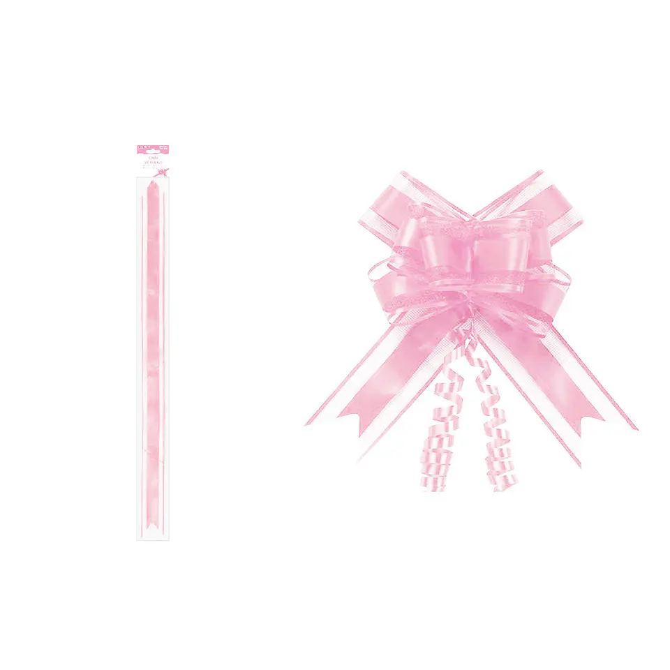 Cinta de lazo mágico decorativo organza con purpurina rosa para regalo 3cm 8pcs 1