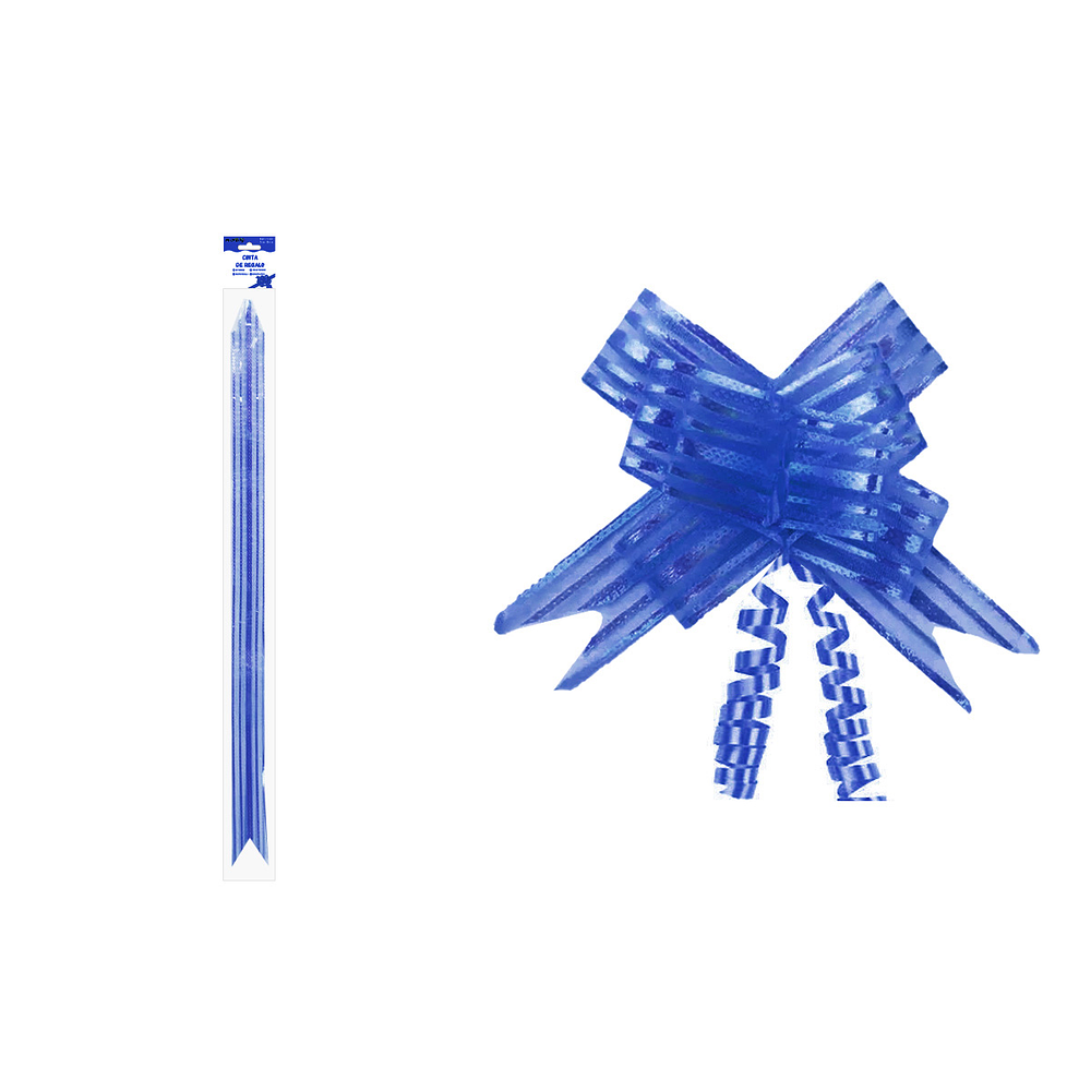 Cinta de lazo mágico decorativo con rayas azul intenso para regalo 3cm 8pcs