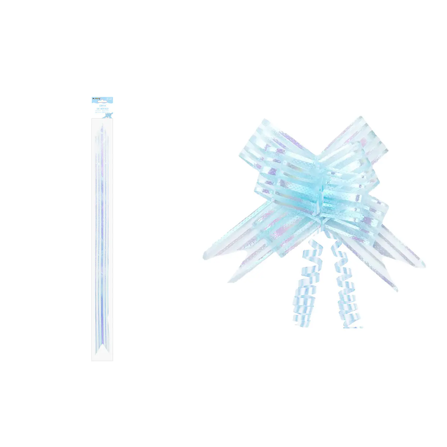 Cinta de lazo mágico decorativo con rayas azul claro para regalo 3cm 8pcs 1