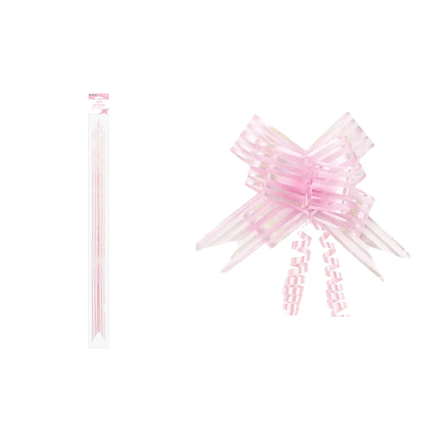 Cinta de lazo mágico decorativo con rayas rosas para regalo 3cm 8pcs 1