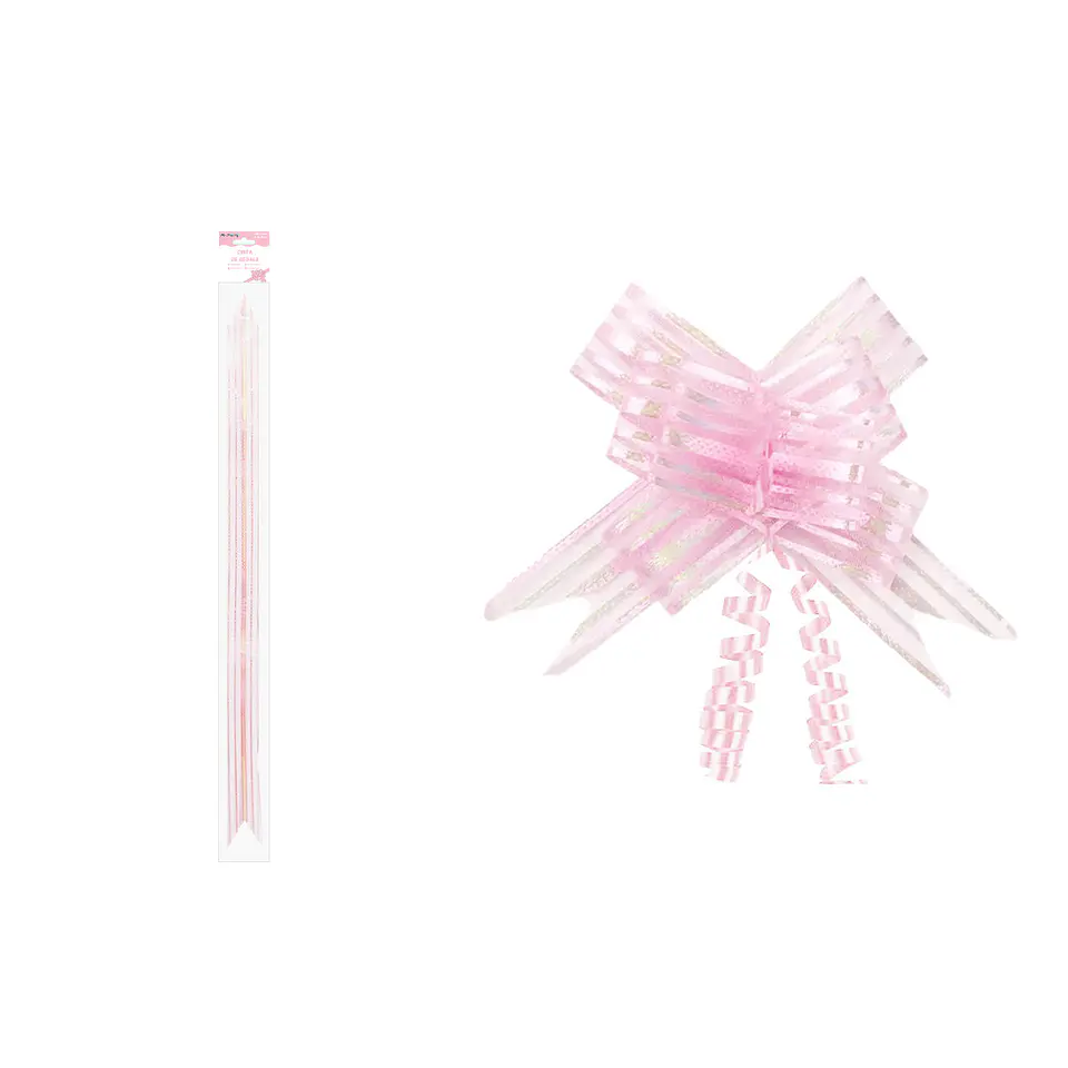 Cinta de lazo mágico decorativo con rayas rosas para regalo 3cm 8pcs 1