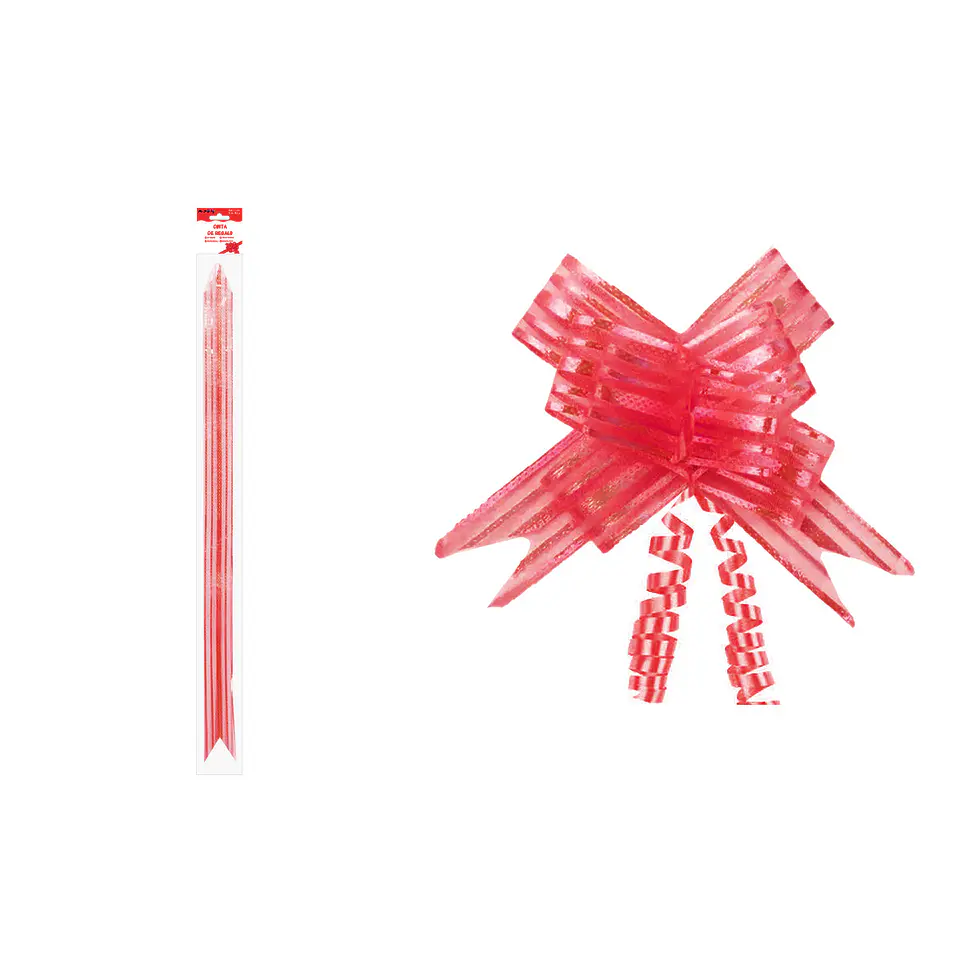 Cinta de lazo mágico decorativo con rayas rojas para regalo 3cm 8pcs 1