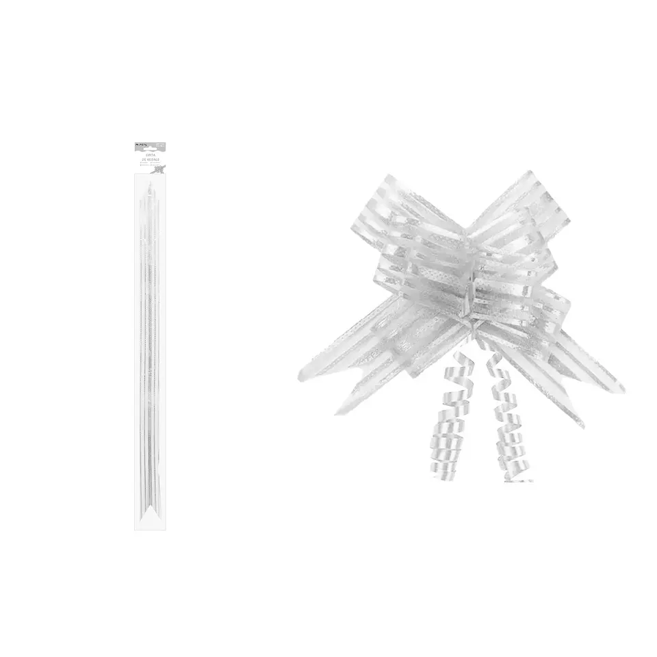 Cinta de lazo mágico decorativo con rayas plateadas para regalo 3cm 8pcs 1