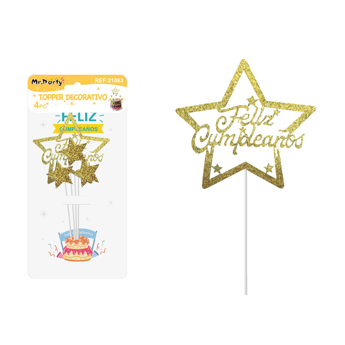 Cake Topper de estrella 4pcs