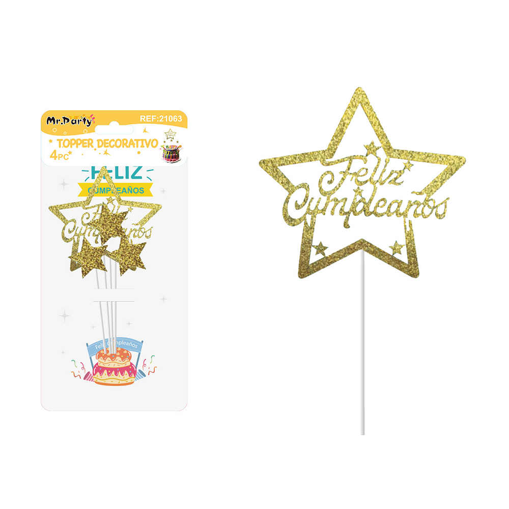 Cake Topper de estrella 4pcs
