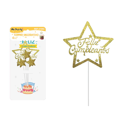 Cake Topper de estrella 4pcs