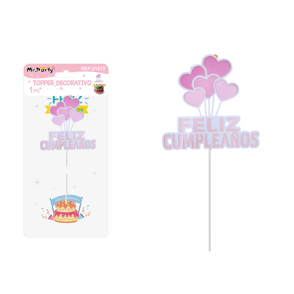 Cake Topper de corazón rosa 1pc