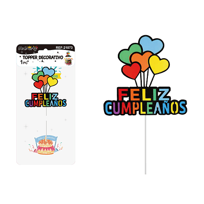 Cake Topper de corazón multicolor 1pc