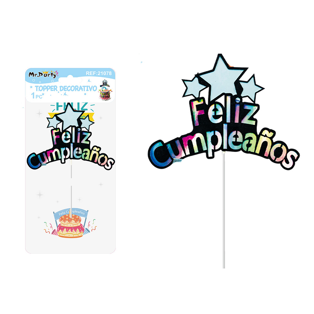 Cake Topper de feliz cumpleaños con estrella 1pc