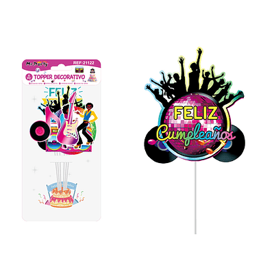 Cake Topper Feliz cumpleaños salón musical de papel 6pcs