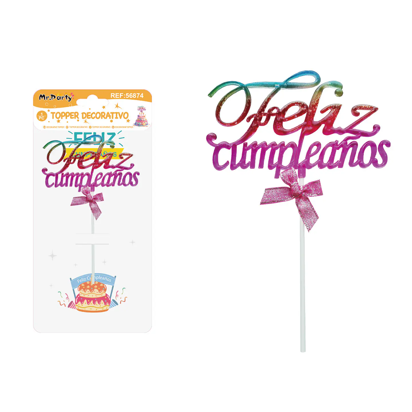 Cake Topper galvanizado Feliz Cumpleaños semitransparente 1