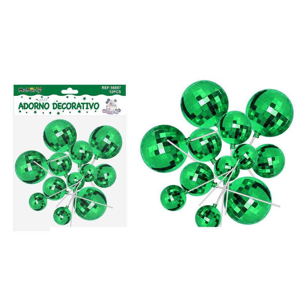 Bolitas espejadas decorativa verde para pastel 5*4*3mm 12pcs