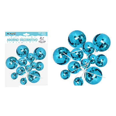 Bolitas espejadas decorativa azul para pastel 5*4*3mm 12pcs