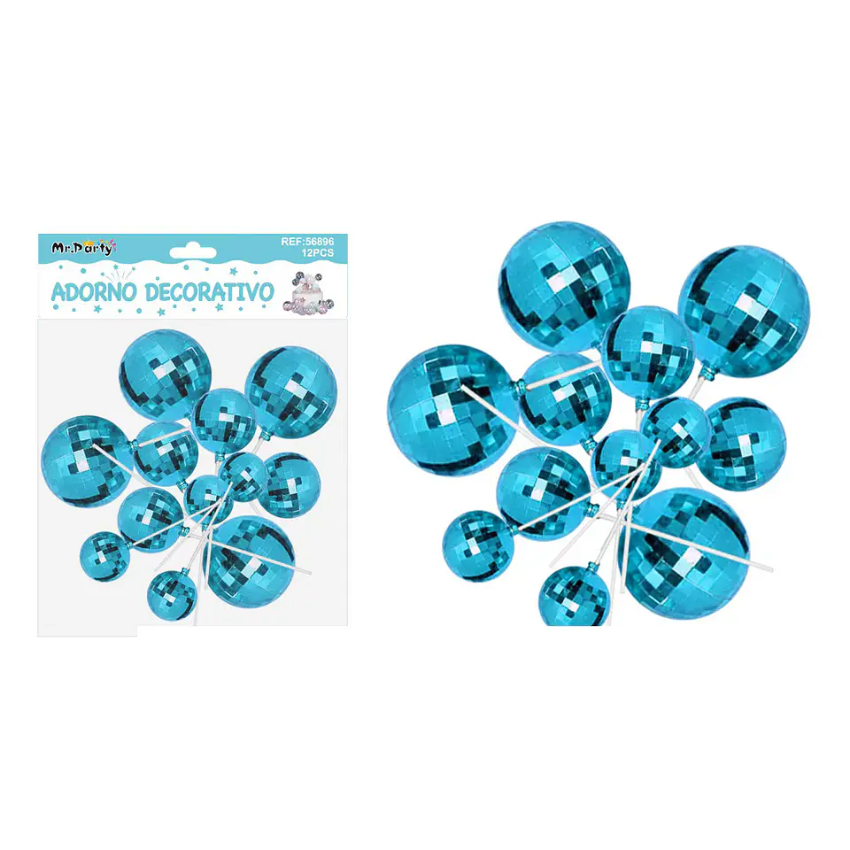 Bolitas espejadas decorativa azul para pastel 5*4*3mm 12pcs 1