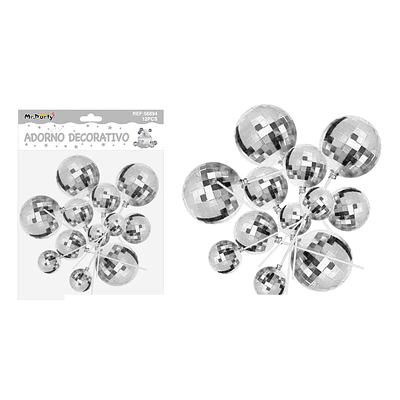 Bolitas espejadas decorativa plateada para pastel 5*4*3mm 12pcs