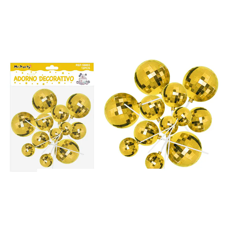 Bolitas espejadas decorativa dorada para pastel 5*4*3mm 12pcs 1