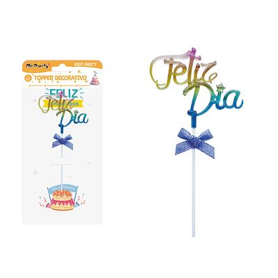 Cake Topper Feliz día galvanizado semitransparente