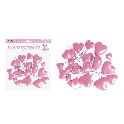 Pelota de corazón decorativa rosado para pastel 20pcs